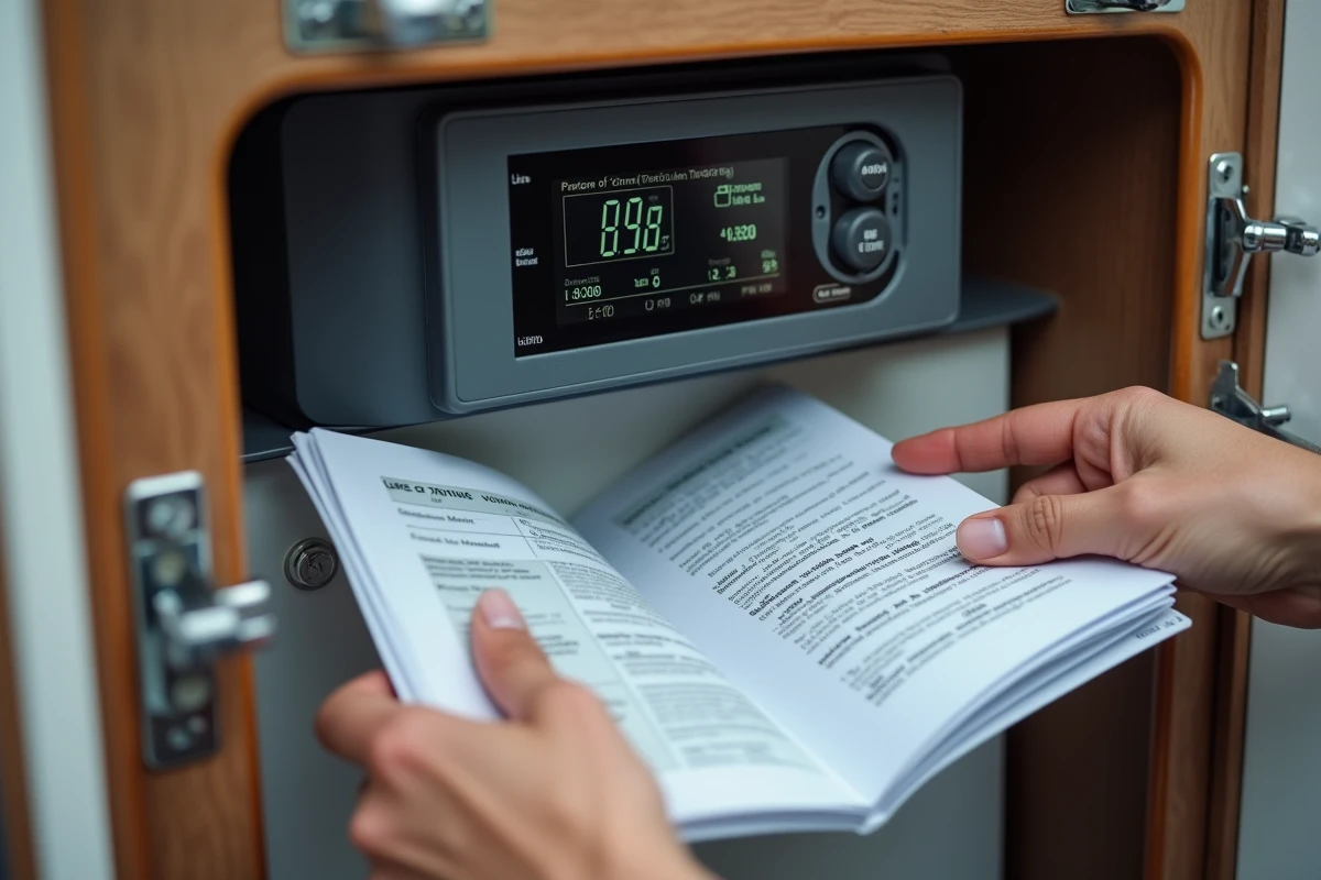 Gros plan sur l'affichage d'un code erreur sur une chaudière Truma Combi avec guide de dépannage