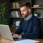Homme en tenue casual travaillant sur son ordinateur dans un bureau